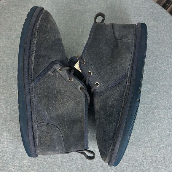 UGG Navy Blue Neumel Suede Chukka Boots Charcoal Sherpa Lined Size 10 - Picture 8 of 12